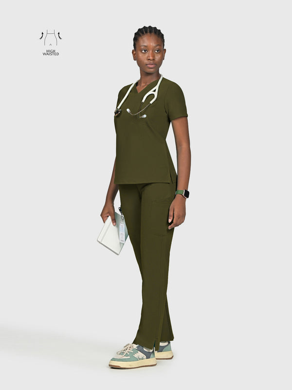 High Waisted Rise Ten-Pocket Cargo Scrub Pant