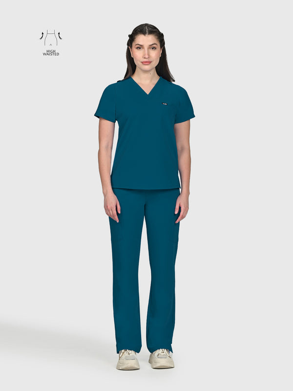 High Waisted Rise Ten-Pocket Cargo Scrub Pant