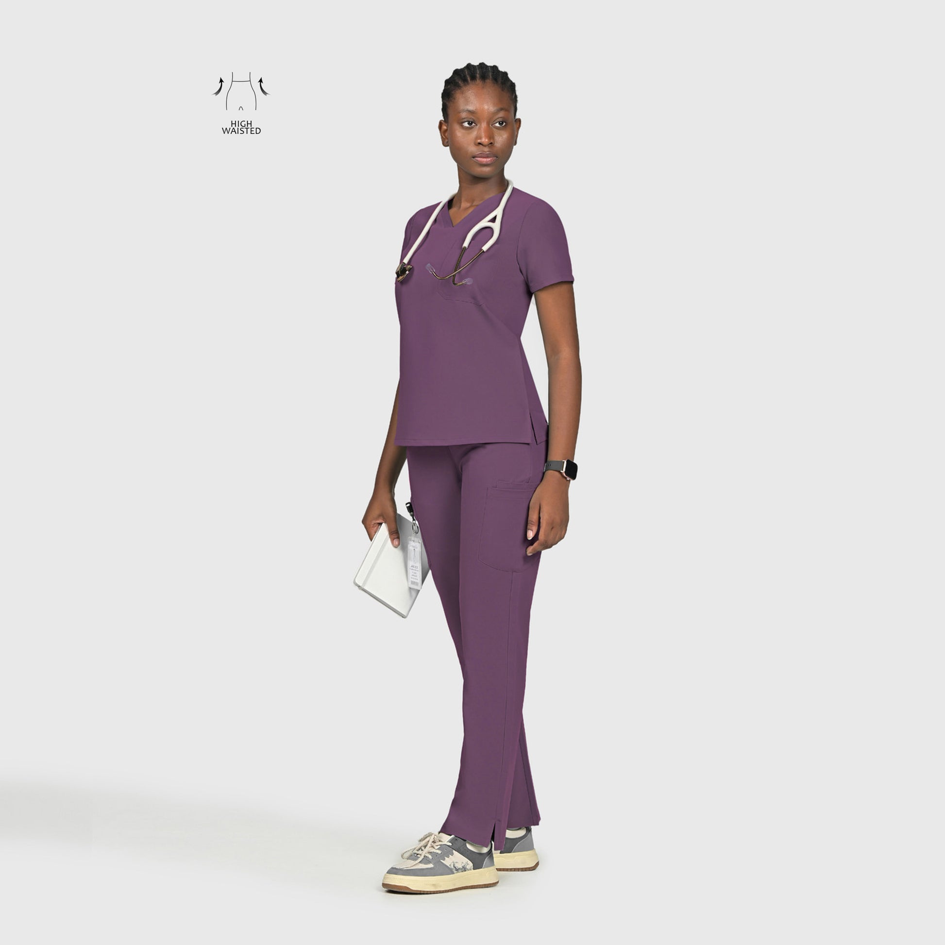 High Waisted Rise Ten-Pocket Cargo Scrub Pant