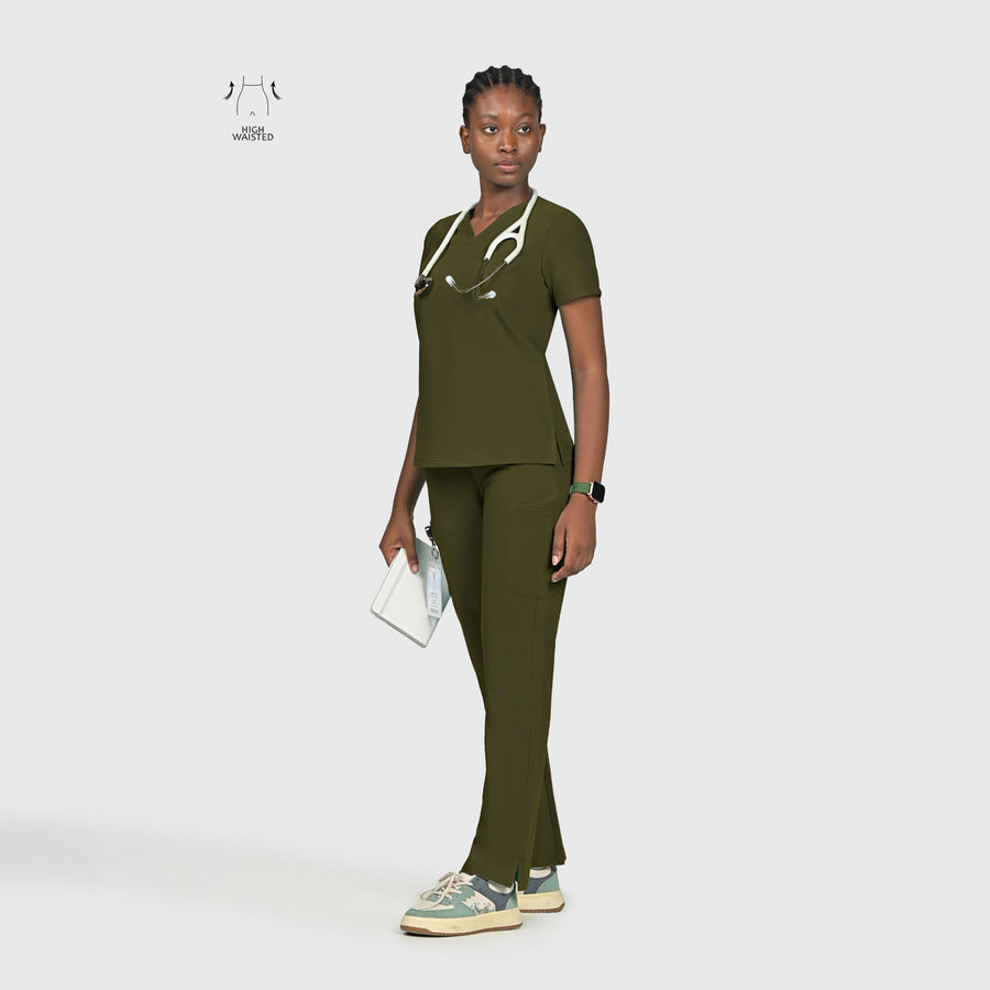 High Waisted Rise Ten-Pocket Cargo Scrub Pant