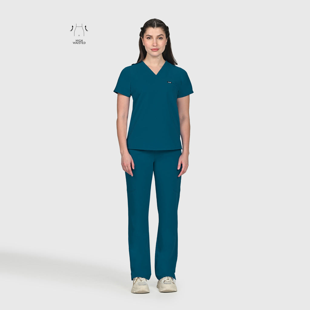 High Waisted Rise Ten-Pocket Cargo Scrub Pant