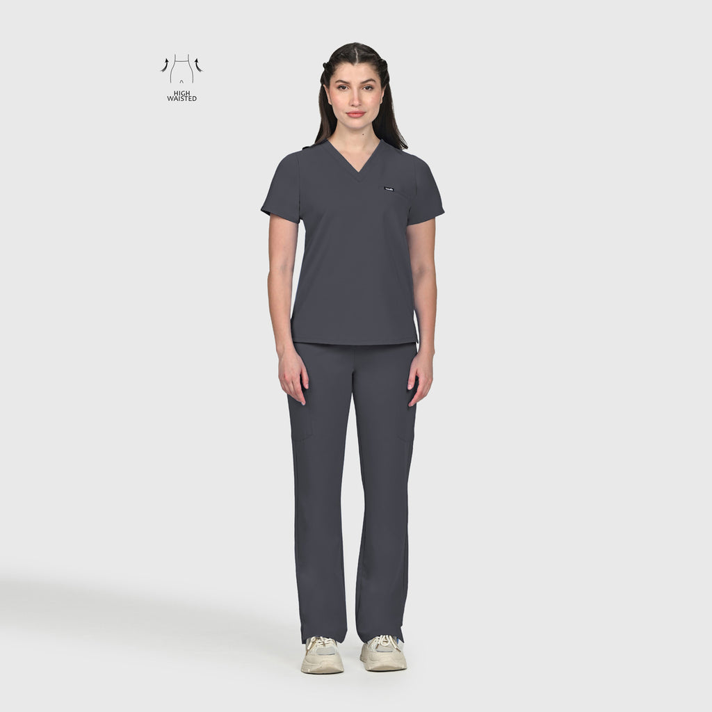 High Waisted Rise Ten-Pocket Cargo Scrub Pant
