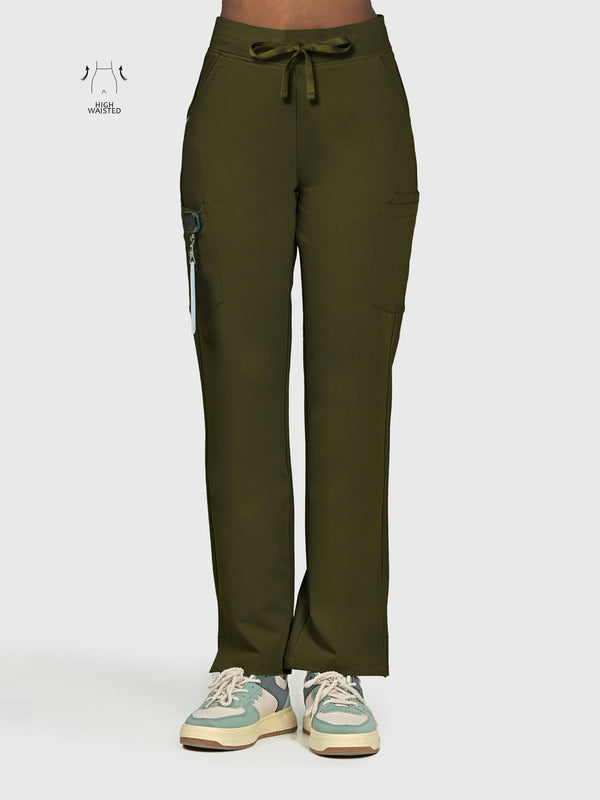 High Waisted Rise Ten-Pocket Cargo Scrub Pant