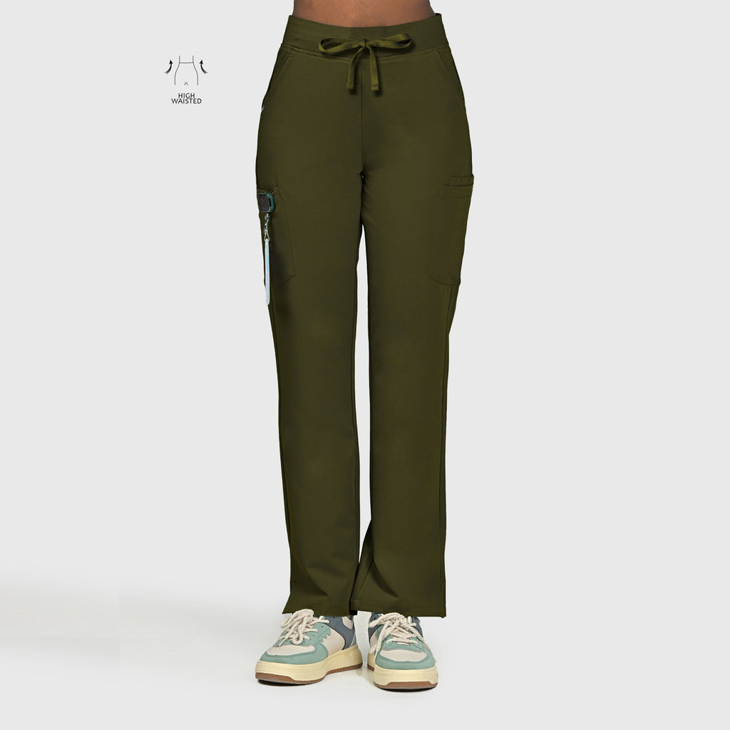 High Waisted Rise Ten-Pocket Cargo Scrub Pant