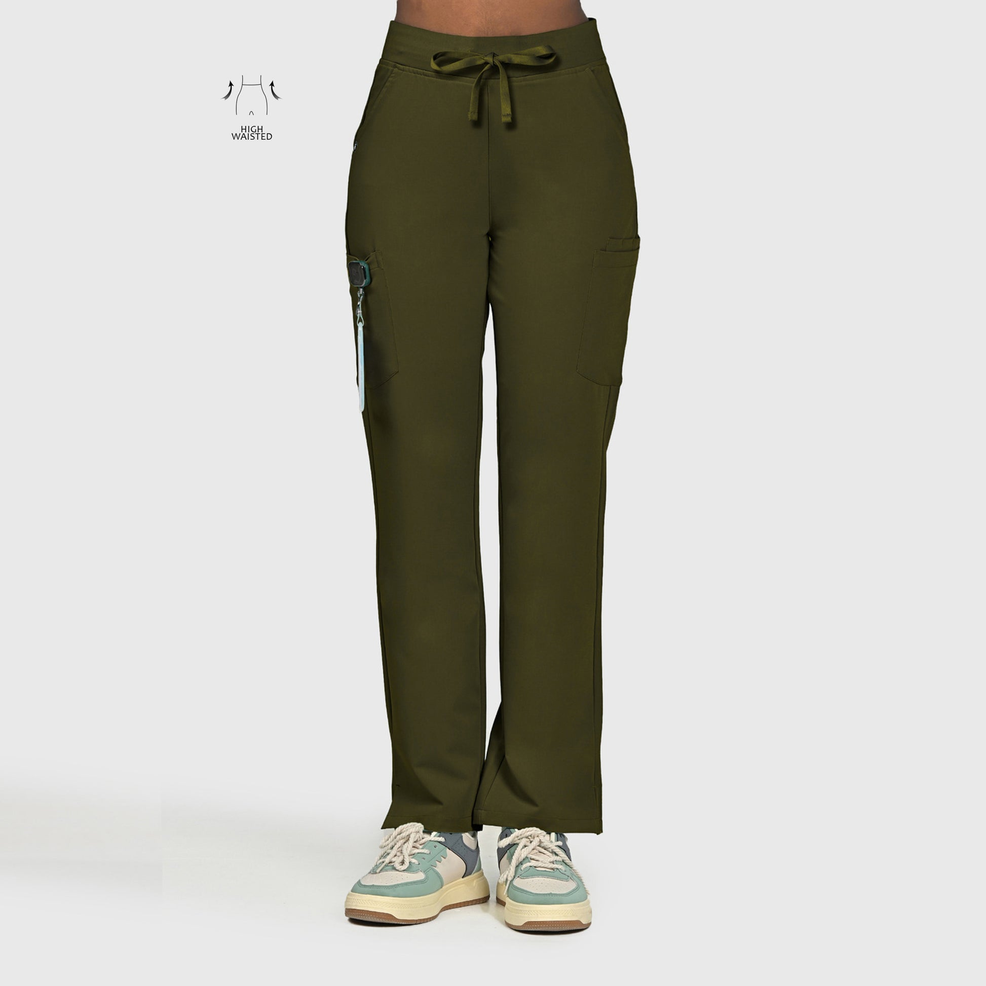 High Waisted Rise Ten-Pocket Cargo Scrub Pant