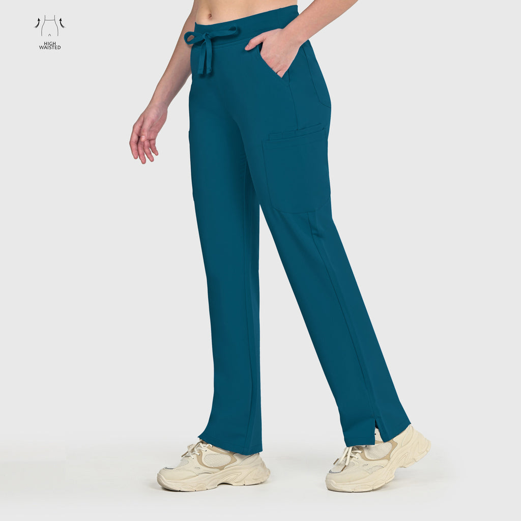 High Waisted Rise Ten-Pocket Cargo Scrub Pant