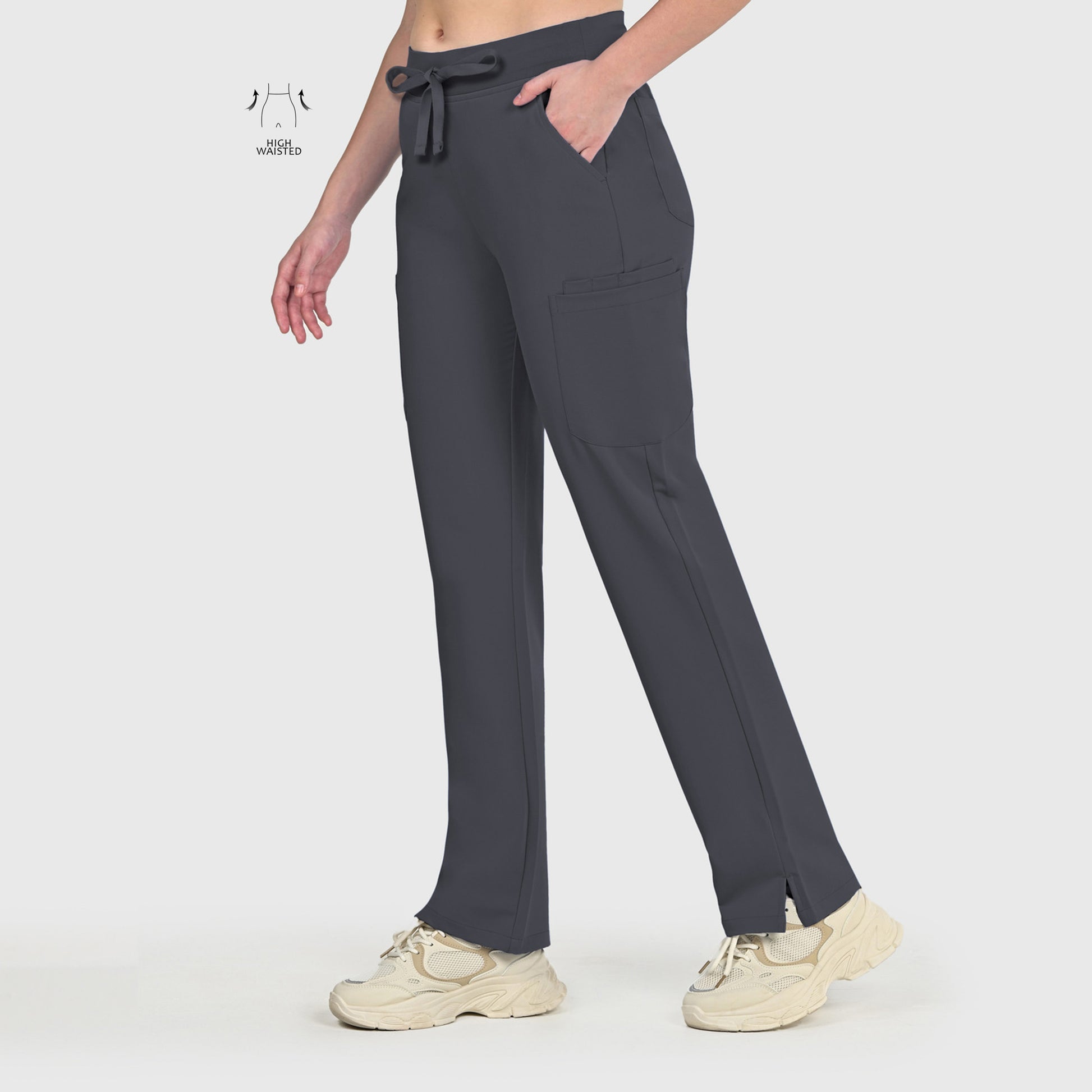 High Waisted Rise Ten-Pocket Cargo Scrub Pant