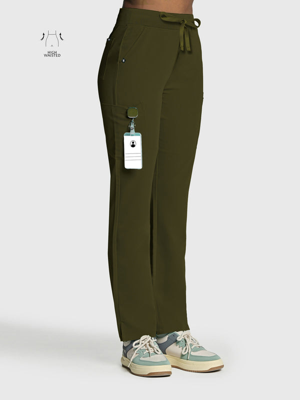 High Waisted Rise Ten-Pocket Cargo Scrub Pant