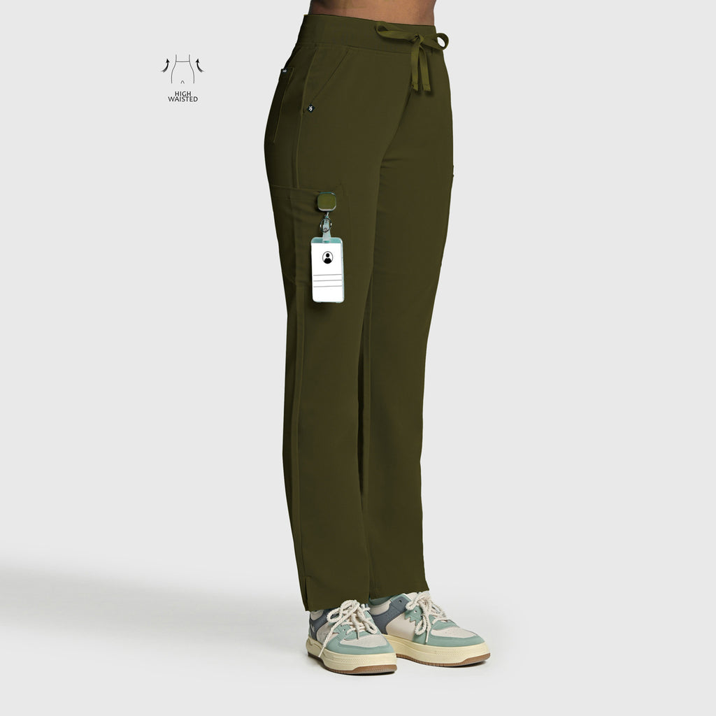 High Waisted Rise Ten-Pocket Cargo Scrub Pant