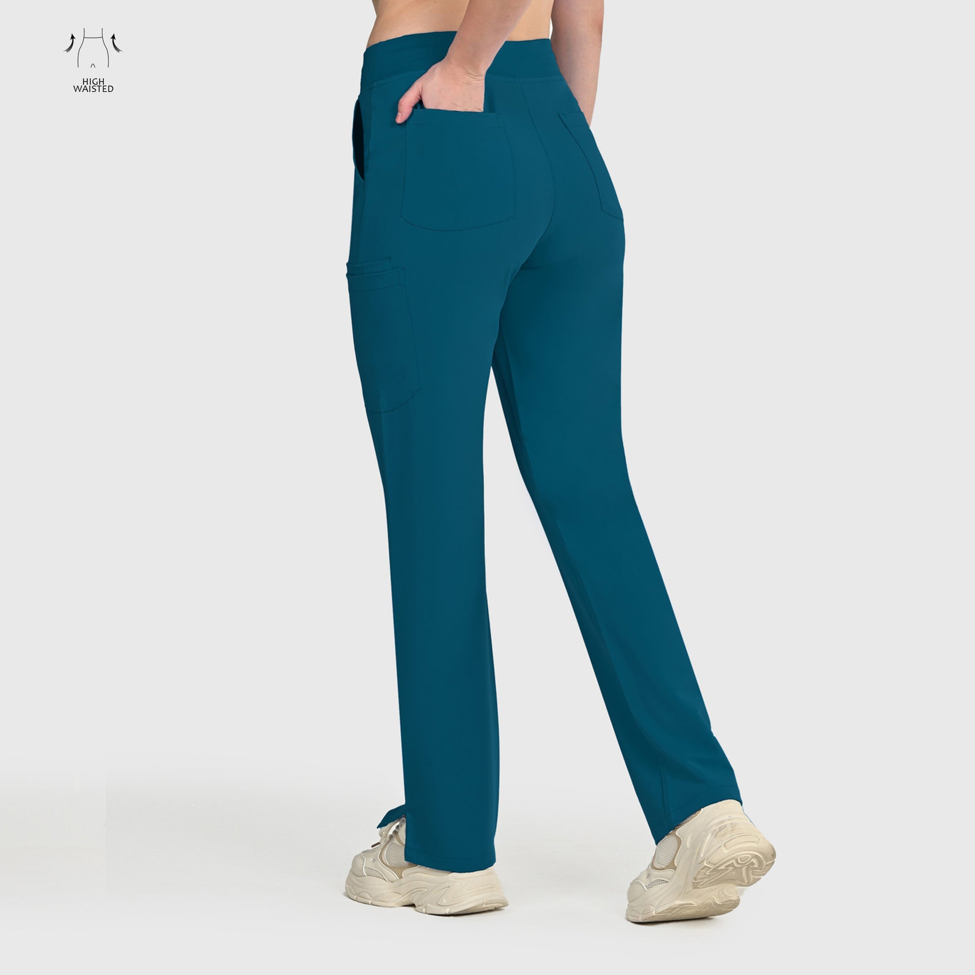 High Waisted Rise Ten-Pocket Cargo Scrub Pant