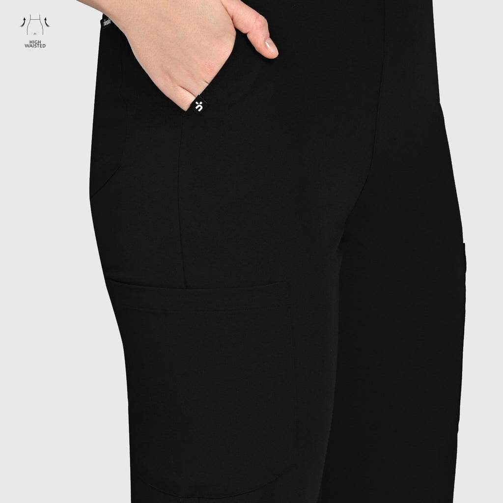 High Waisted Rise Ten-Pocket Cargo Scrub Pant