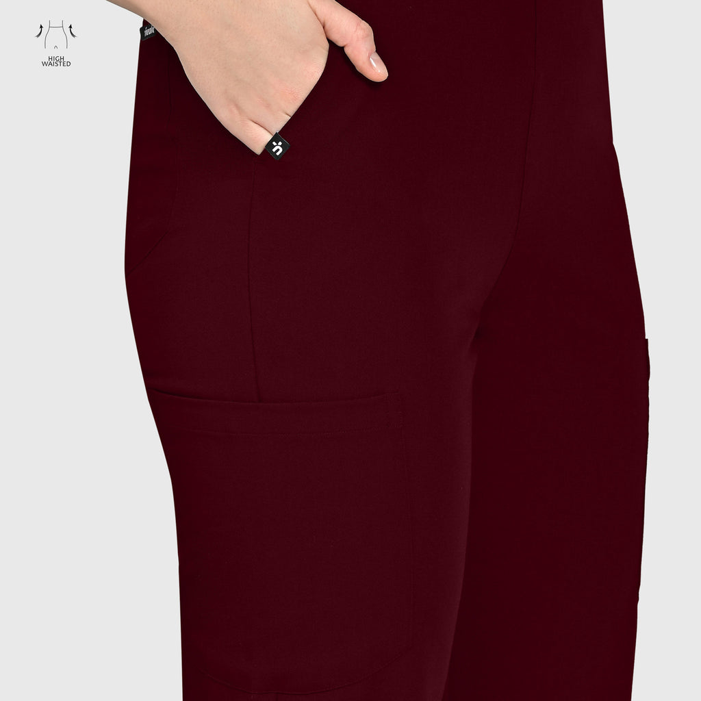 High Waisted Rise Ten-Pocket Cargo Scrub Pant