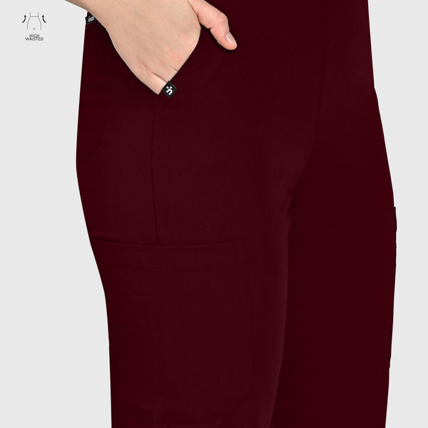 High Waisted Rise Ten-Pocket Cargo Scrub Pant