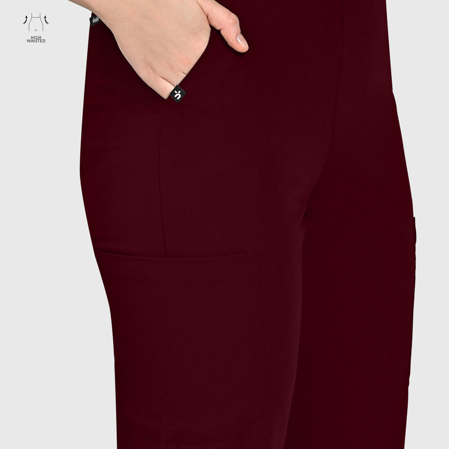 High Waisted Rise Ten-Pocket Cargo Scrub Pant