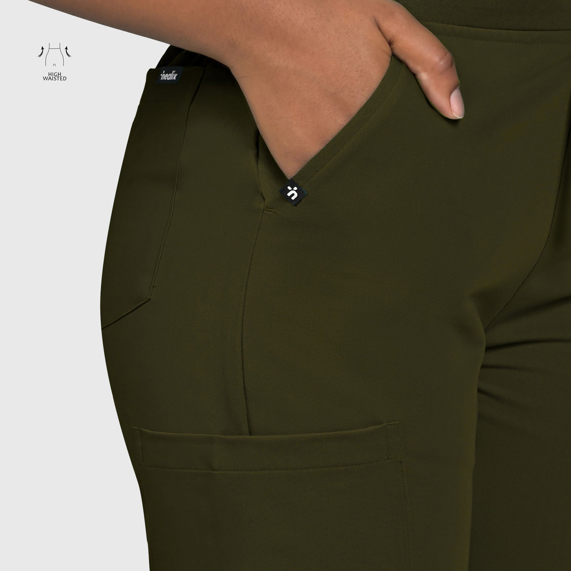 High Waisted Rise Ten-Pocket Cargo Scrub Pant