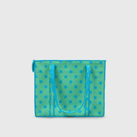 Carry-All Tote Bag in Mint and Turquise, side view.