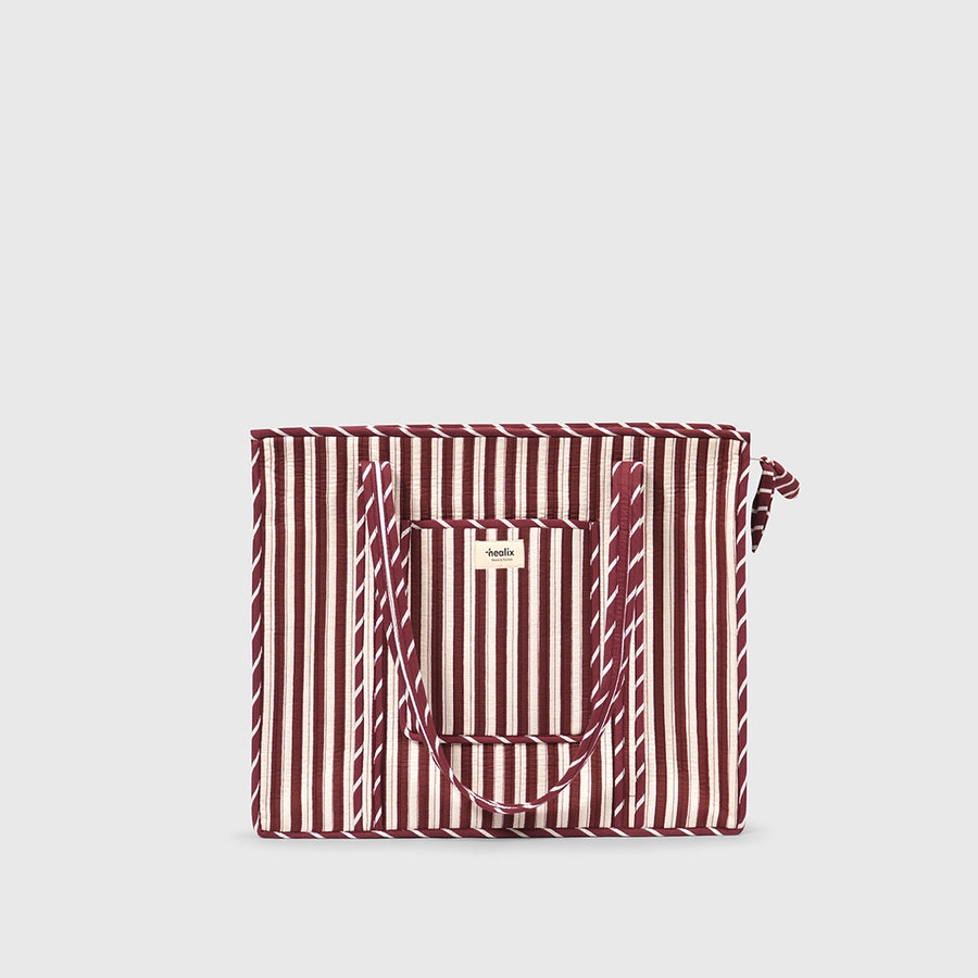 Carry-All Tote Bag in White and Espresso, front view.