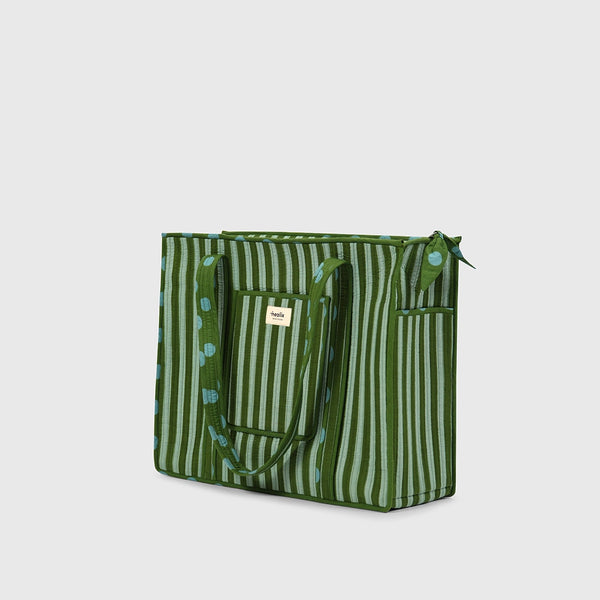 Carry-All Tote Bag in Hunter Green, side view.