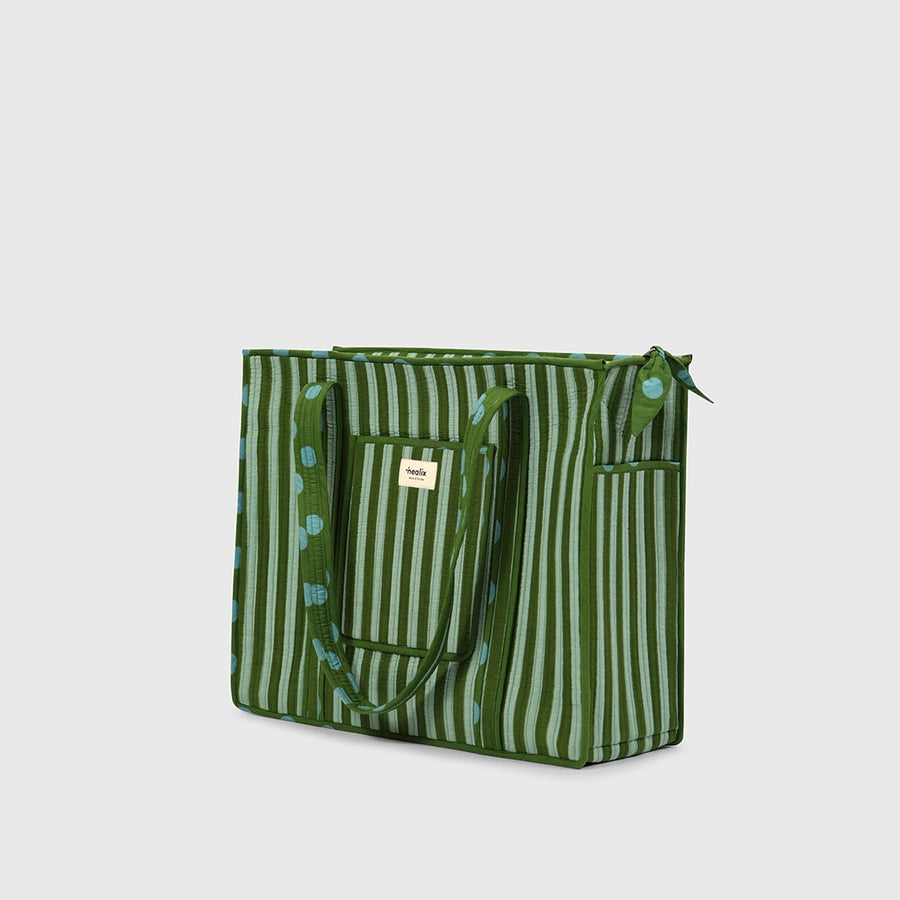 Carry-All Tote Bag in Hunter Green, side view.