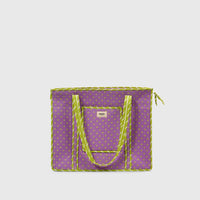 Carry-All Tote Bag in Lilac and Lime, front view.