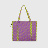 Carry-All Tote Bag in Lilac and Lime, back view.