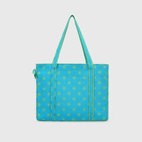 Carry-All Tote Bag in Turquise and Mint, open interior view.