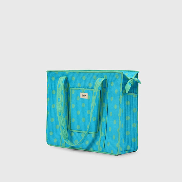Carry-All Tote Bag in Turquise and Mint, front view.