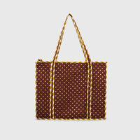 Carry-All Tote Bag in Espresso and Toffee, back view.