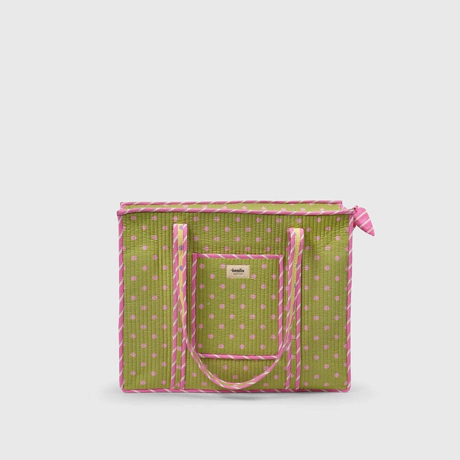 Carry-All Tote Bag in Bubblegum and Mint, front view.