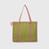Carry-All Tote Bag in Bubblegum and Mint, back view.