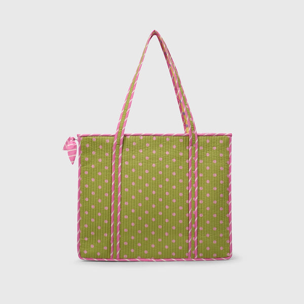 Carry-All Tote Bag in Bubblegum and Mint, back view.