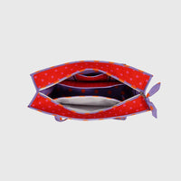 Carry-All Tote Bag in Candy Red and Blush, open interior view.