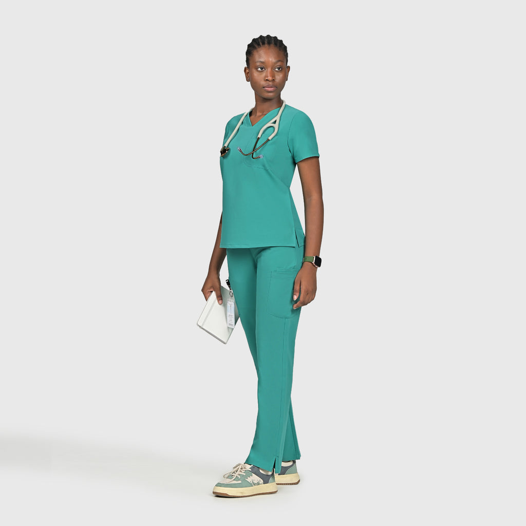 High Waisted Rise Ten-Pocket Cargo Scrub Pant